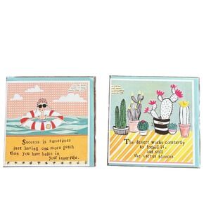 2 Motivational Inspirational Love Care Cards Curly Girl Design Inner Tube Cactus
